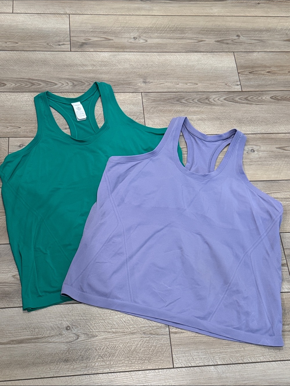 Set of Athletic Racerback Tank Tops - Lavender and Green